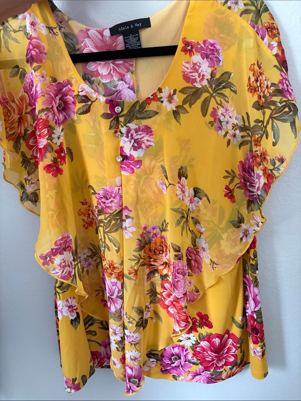 Adele & May Yellow Floral Flutter Sleeve Blouse